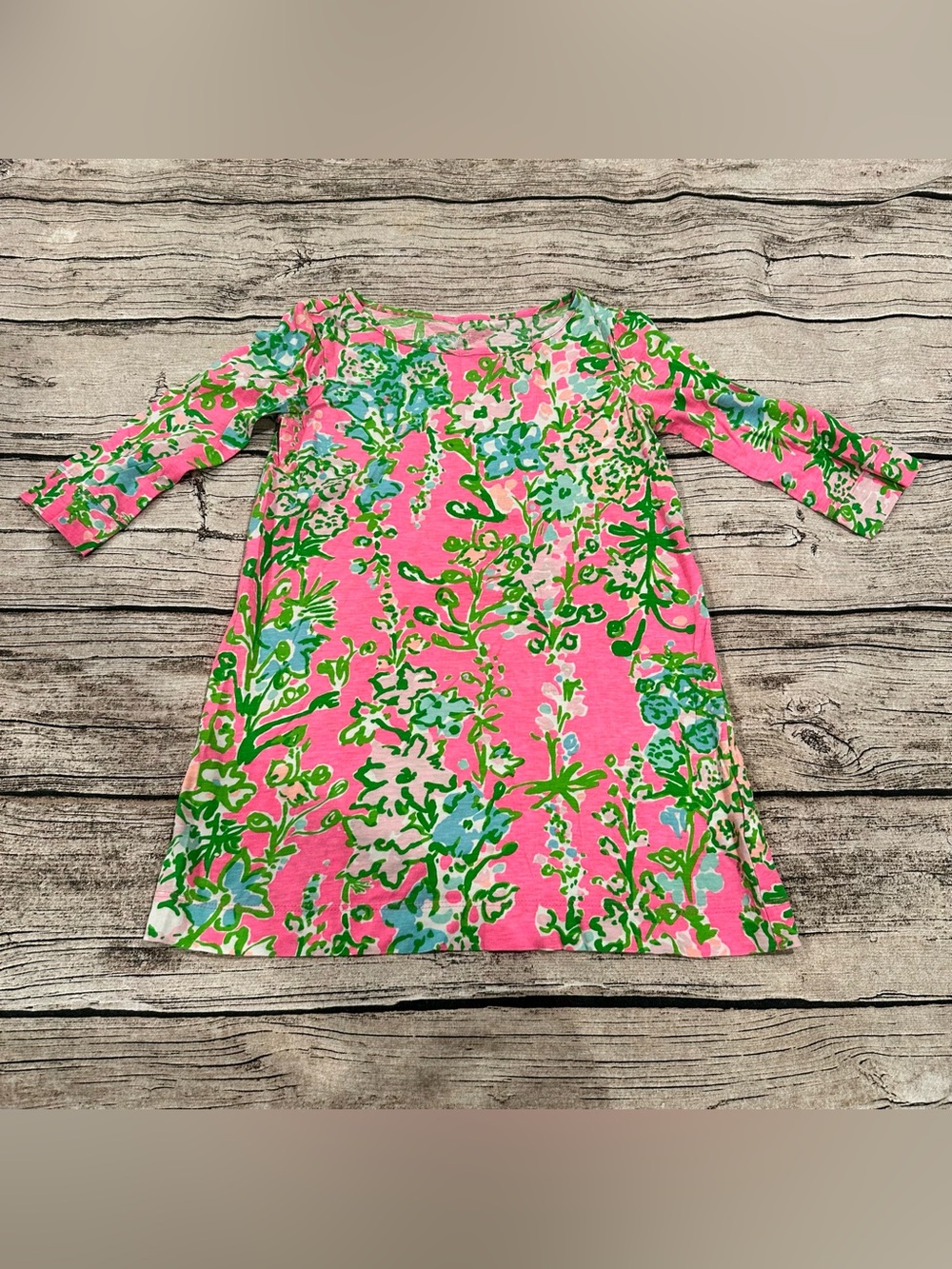 Lilly Pulitzer Cotton Swing Dress Pink with Green & Blue Print Size 3t